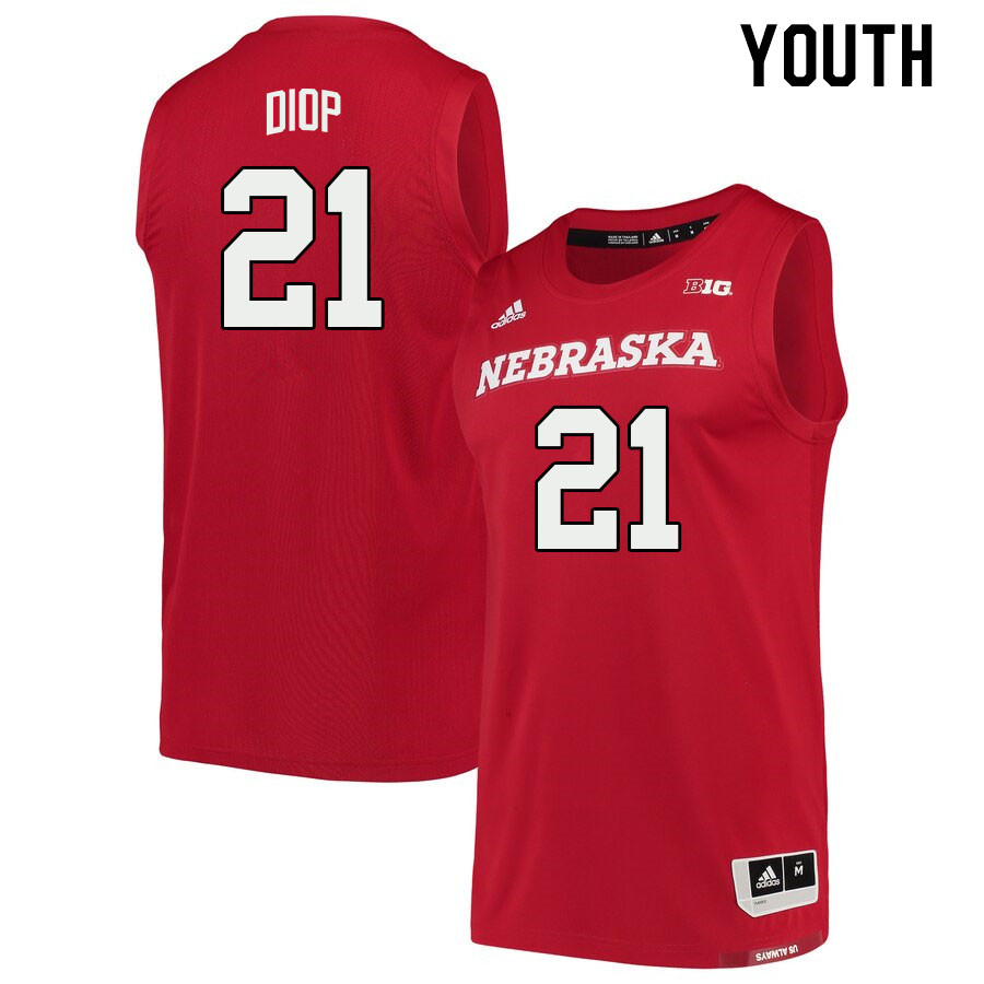 Youth #21 Matar Diop Nebraska Cornhuskers College Basketball Jerseys Stitched Sale-Scarlet